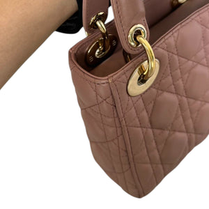 Lady Dior Mini Lambskin Cannage Beige GHW