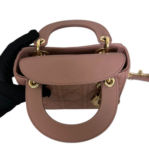 Lady Dior Mini Lambskin Cannage Beige GHW