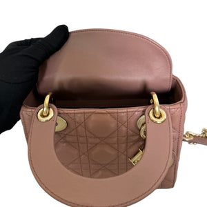 Lady Dior Mini Lambskin Cannage Beige GHW