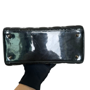 Lady Dior Medium Patent Black Quilted SHW