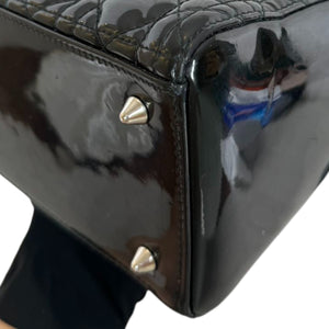Lady Dior Medium Patent Black Quilted SHW