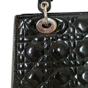 Lady Dior Medium Patent Black Quilted SHW