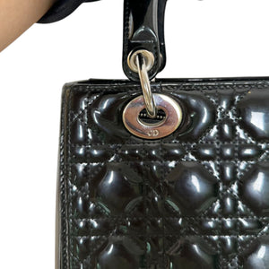 Lady Dior Medium Patent Black Quilted SHW
