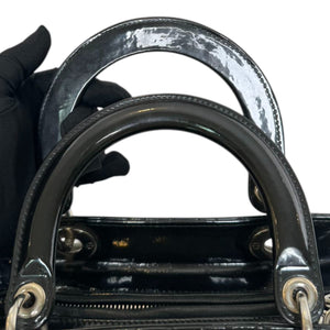 Lady Dior Medium Patent Black Quilted SHW