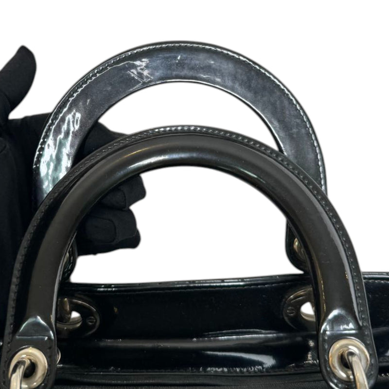 Lady Dior Medium Patent Black Quilted SHW