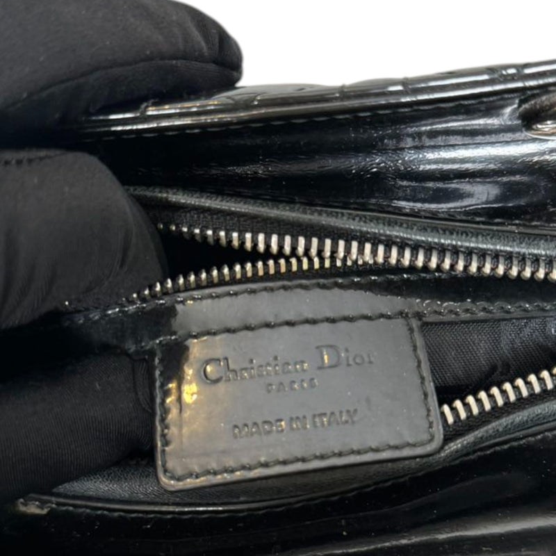 Lady Dior Medium Patent Black Quilted SHW
