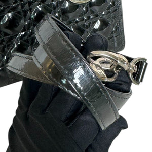 Lady Dior Medium Patent Black Quilted SHW