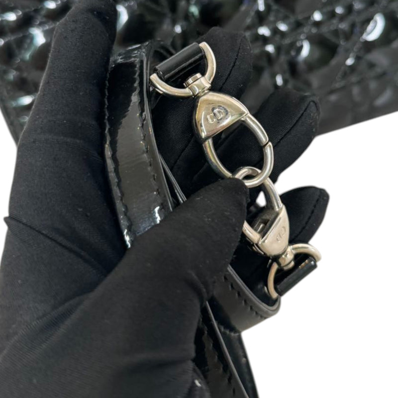 Lady Dior Medium Patent Black Quilted SHW