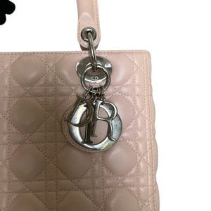 Lady Dior Medium Lambskin Quilted Light Pink SHW