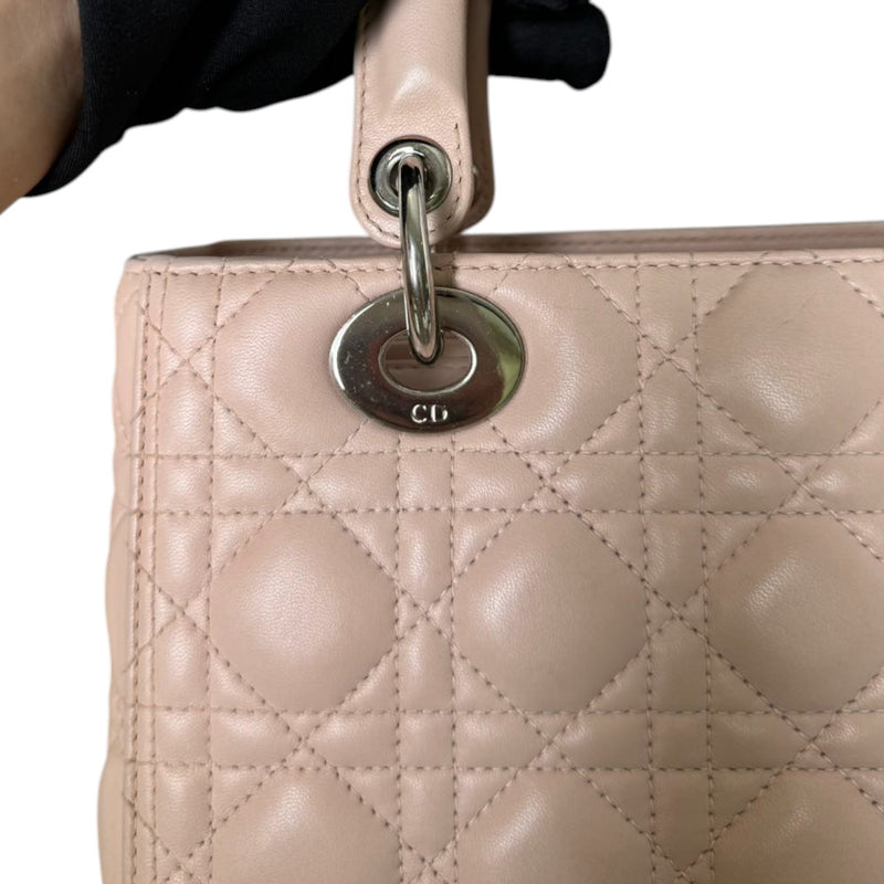 Lady Dior Medium Lambskin Quilted Light Pink SHW