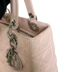 Lady Dior Medium Lambskin Quilted Light Pink SHW
