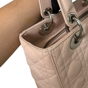 Lady Dior Medium Lambskin Quilted Light Pink SHW