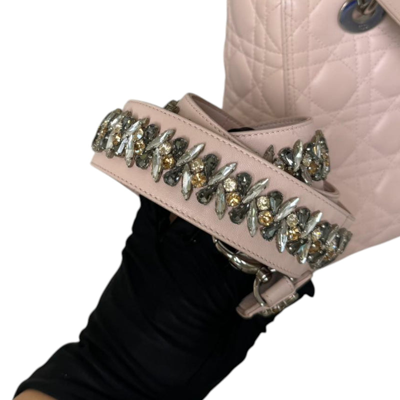 Lady Dior Medium Lambskin Quilted Light Pink SHW