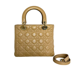 Lady Dior Medium Lambskin Cannage Beige GHW