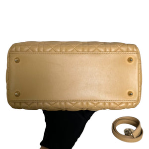 Lady Dior Medium Lambskin Cannage Beige GHW