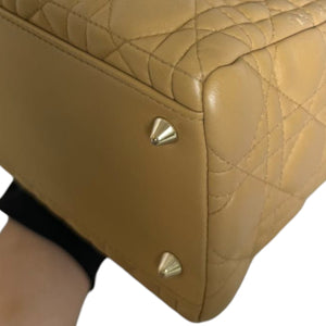 Lady Dior Medium Lambskin Cannage Beige GHW