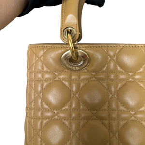 Lady Dior Medium Lambskin Cannage Beige GHW