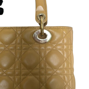 Lady Dior Medium Lambskin Cannage Beige GHW