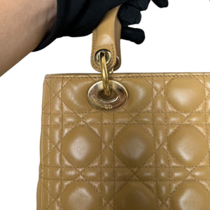 Lady Dior Medium Lambskin Cannage Beige GHW