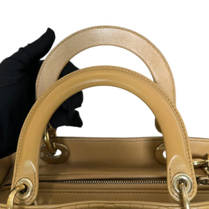 Lady Dior Medium Lambskin Cannage Beige GHW
