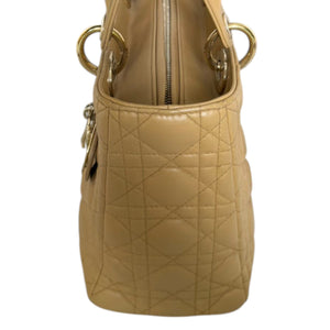 Lady Dior Medium Lambskin Cannage Beige GHW