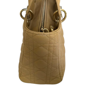 Lady Dior Medium Lambskin Cannage Beige GHW