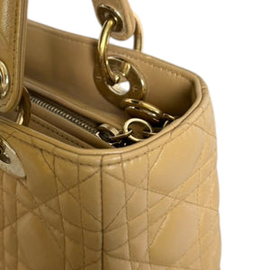 Lady Dior Medium Lambskin Cannage Beige GHW