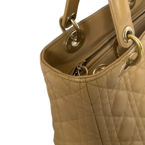 Lady Dior Medium Lambskin Cannage Beige GHW