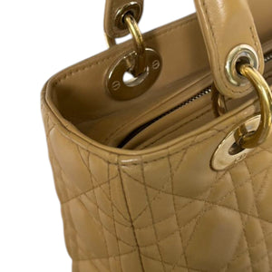 Lady Dior Medium Lambskin Cannage Beige GHW
