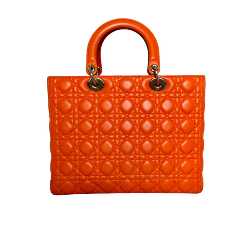Lady Dior Large Lambskin Cannage Orange GHW