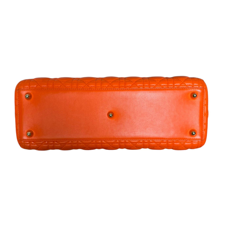 Lady Dior Large Lambskin Cannage Orange GHW
