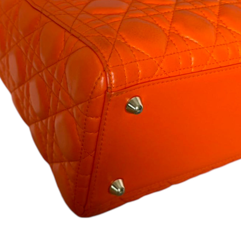 Lady Dior Large Lambskin Cannage Orange GHW