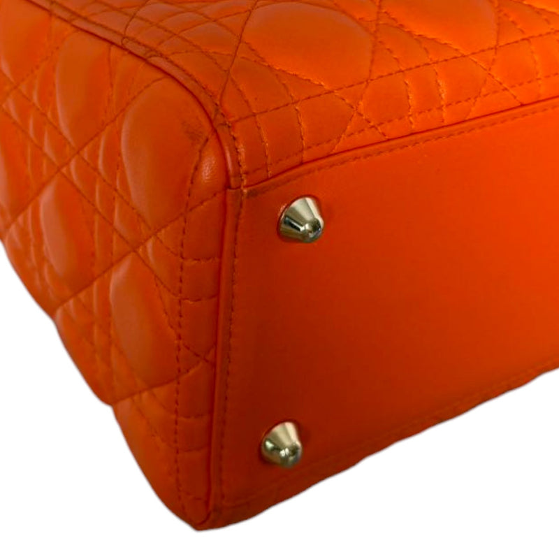 Lady Dior Large Lambskin Cannage Orange GHW