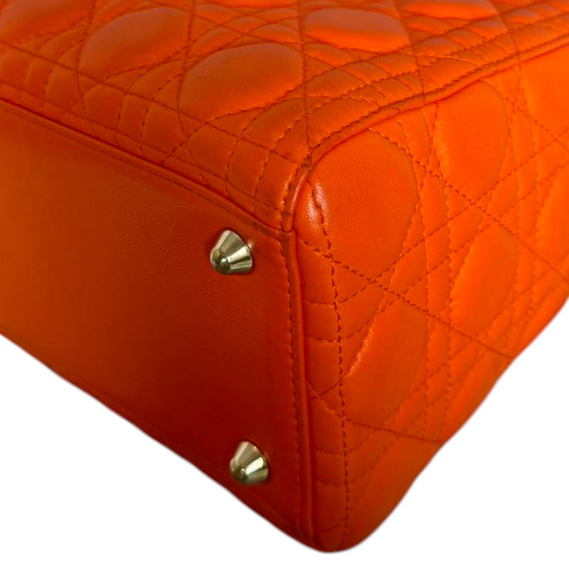 Lady Dior Large Lambskin Cannage Orange GHW