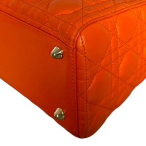 Lady Dior Large Lambskin Cannage Orange GHW