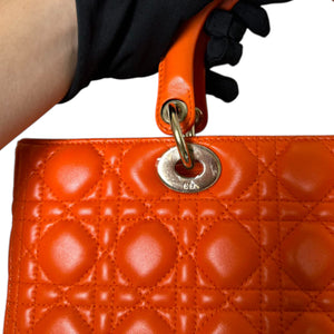 Lady Dior Large Lambskin Cannage Orange GHW