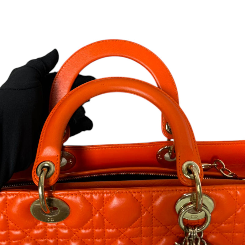 Lady Dior Large Lambskin Cannage Orange GHW