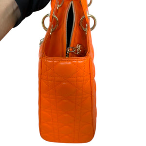 Lady Dior Large Lambskin Cannage Orange GHW
