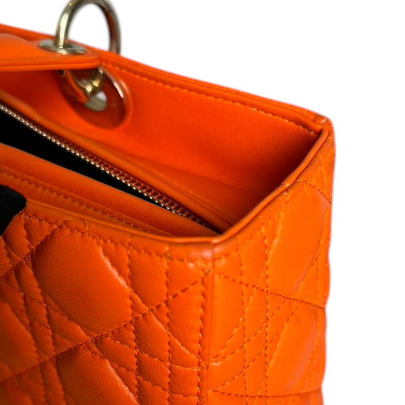 Lady Dior Large Lambskin Cannage Orange GHW