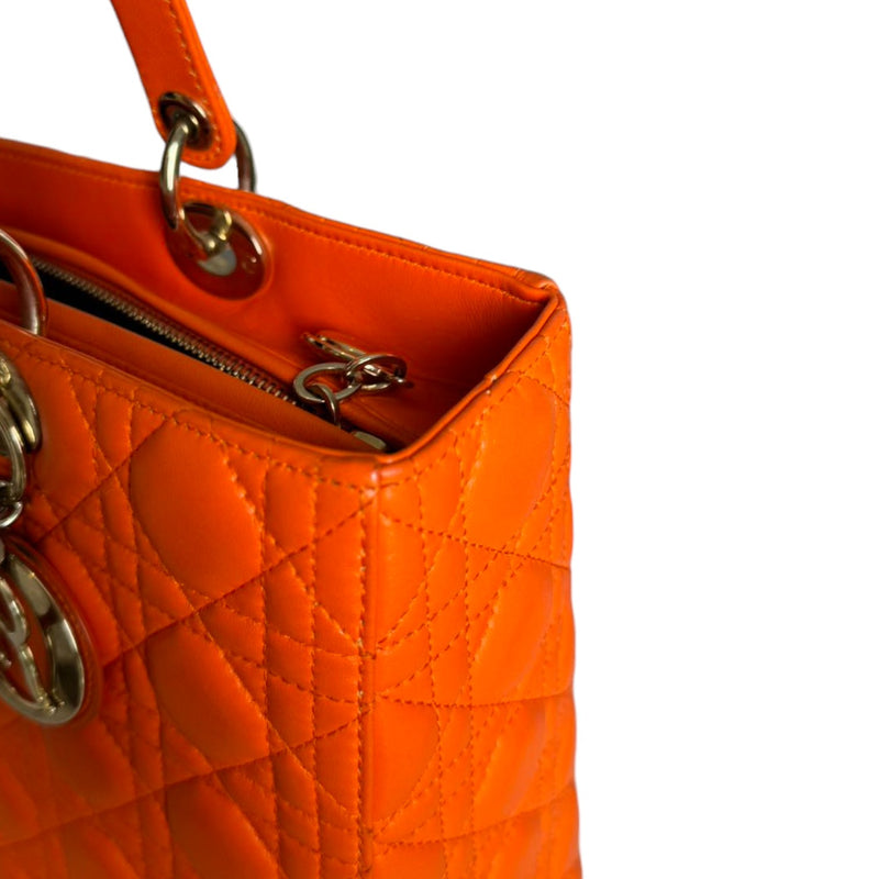 Lady Dior Large Lambskin Cannage Orange GHW
