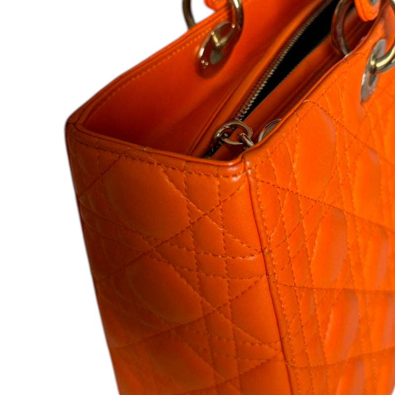 Lady Dior Large Lambskin Cannage Orange GHW