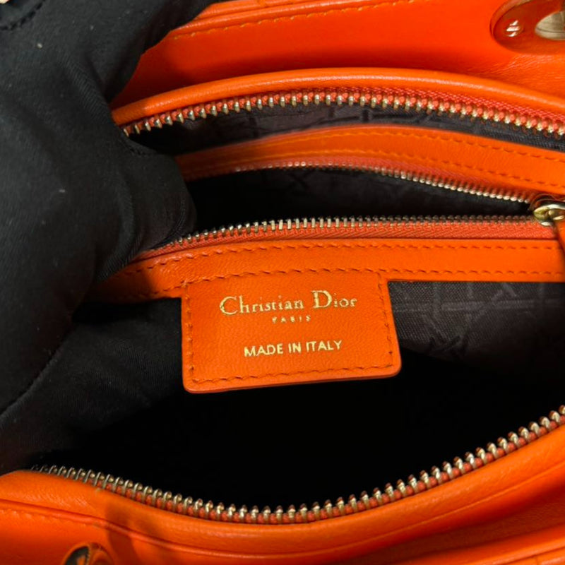 Lady Dior Large Lambskin Cannage Orange GHW