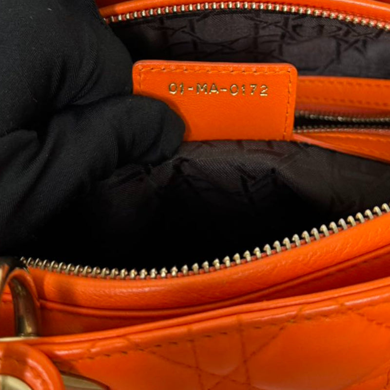 Lady Dior Large Lambskin Cannage Orange GHW