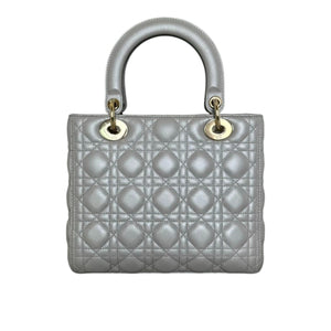 Lady Dior Medium Lambskin Cannage Silver GHW
