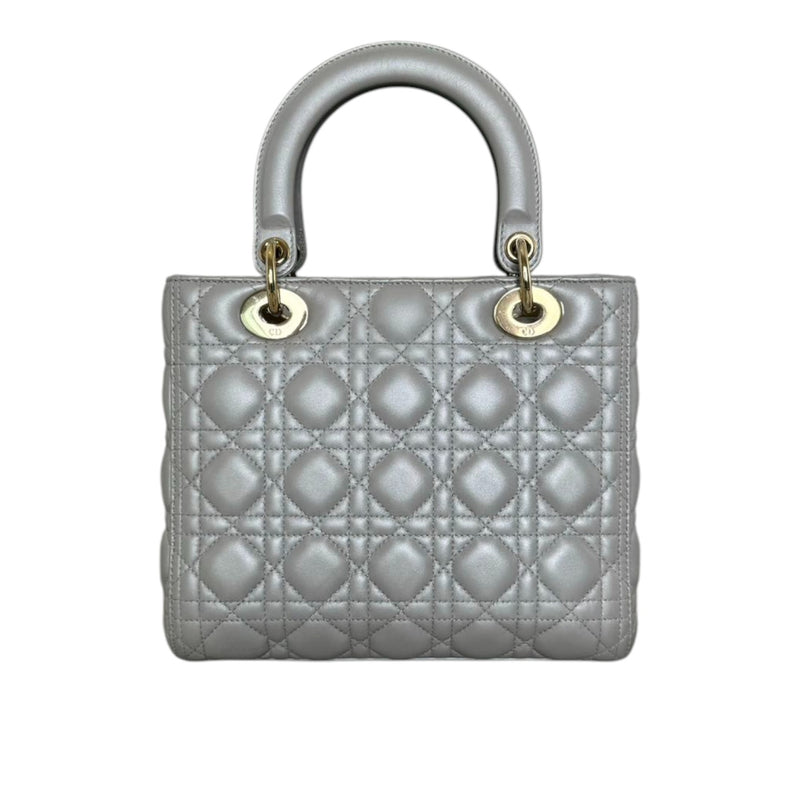 Lady Dior Medium Lambskin Cannage Silver GHW