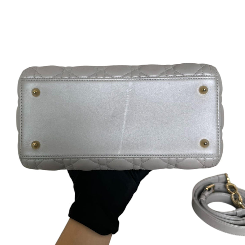 Lady Dior Medium Lambskin Cannage Silver GHW