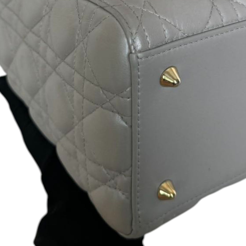 Lady Dior Medium Lambskin Cannage Silver GHW