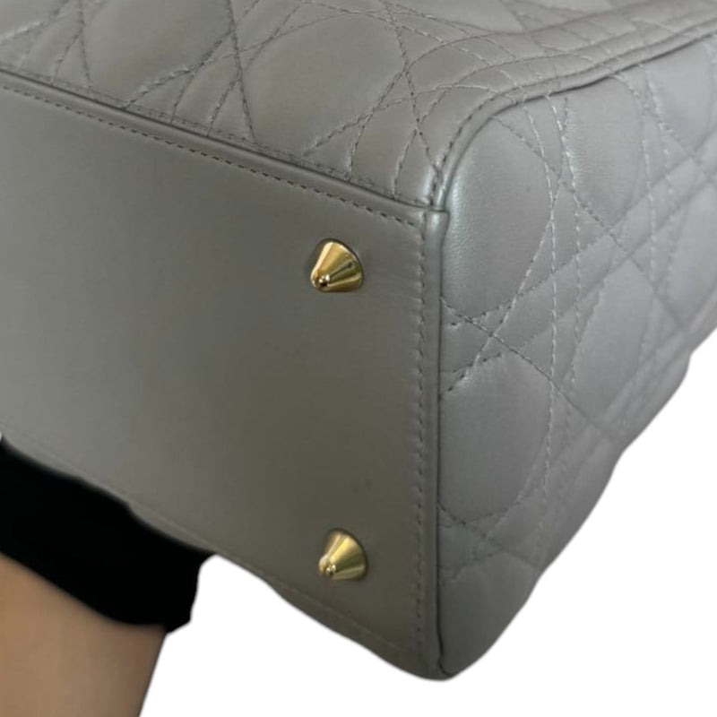 Lady Dior Medium Lambskin Cannage Silver GHW