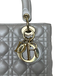 Lady Dior Medium Lambskin Cannage Silver GHW