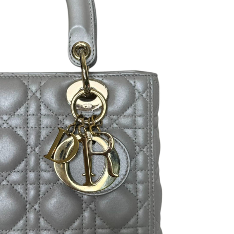 Lady Dior Medium Lambskin Cannage Silver GHW